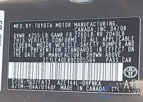 2009 Toyota Matrix S from USA, damaged, VIN 2T1LE40E89C005564